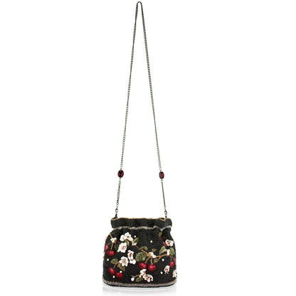Mary Frances Sweet & Tart crossbody bag, beaded strap, compact black purse