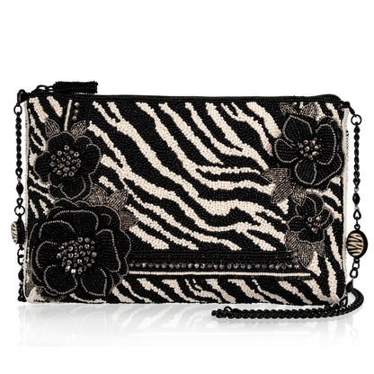 Mary Frances Primal Balance crossbody bag, zebra design, black & white