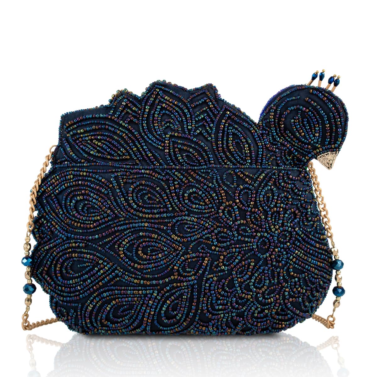 Mary Frances Show Off crossbody bag, beaded design, blue/green