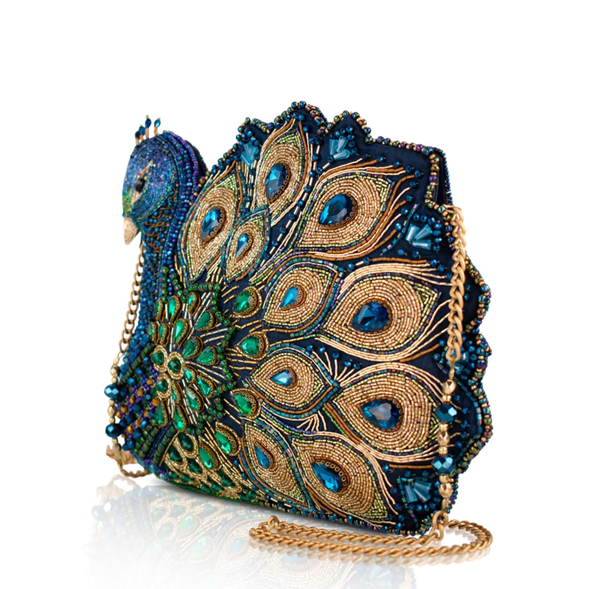 Mary Frances Show Off crossbody bag, beaded design, blue/green