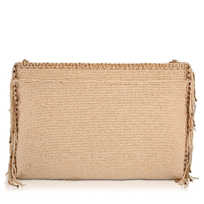 Mary Frances Savage crossbody bag, tiger design, beige purse