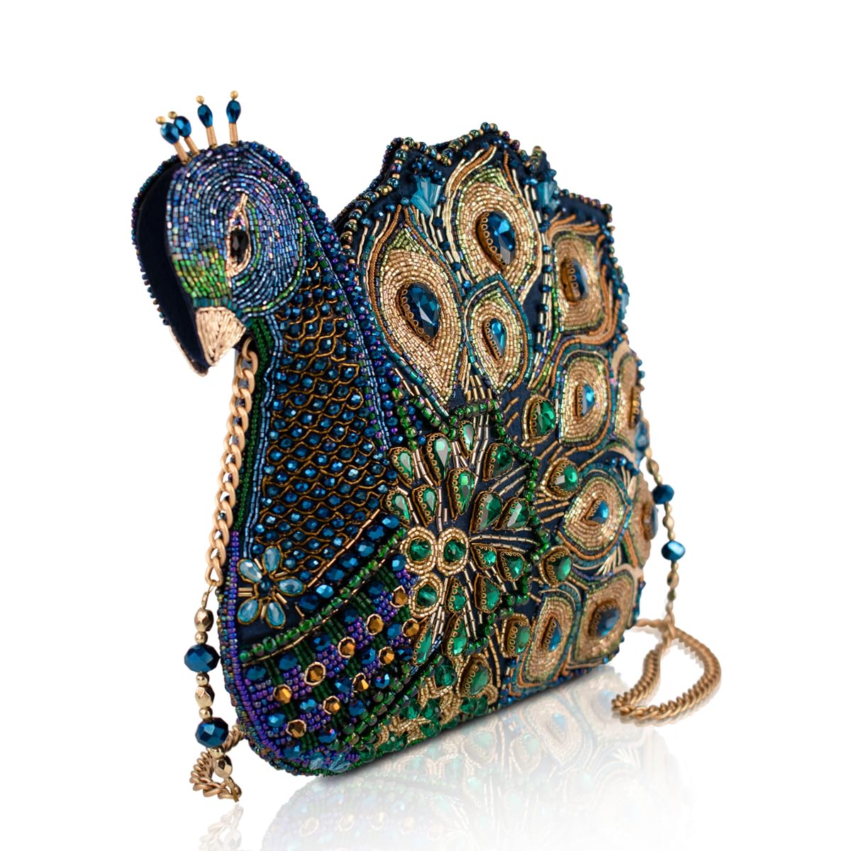Mary Frances Show Off crossbody bag, beaded design, blue/green