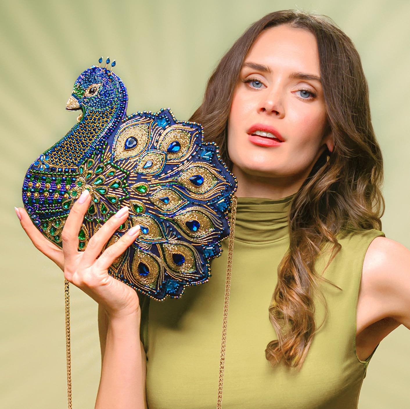 Mary Frances Show Off crossbody bag, beaded design, blue/green