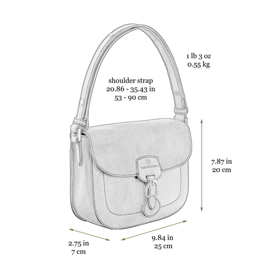 Time Resistance leather shoulder bag, magnetic closure, brown saddle handbag