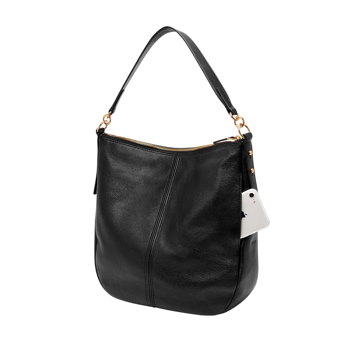 Fossil Women's Jolie Leather Hobo Purse Handbag, Hobo Shoulder Bag, Black