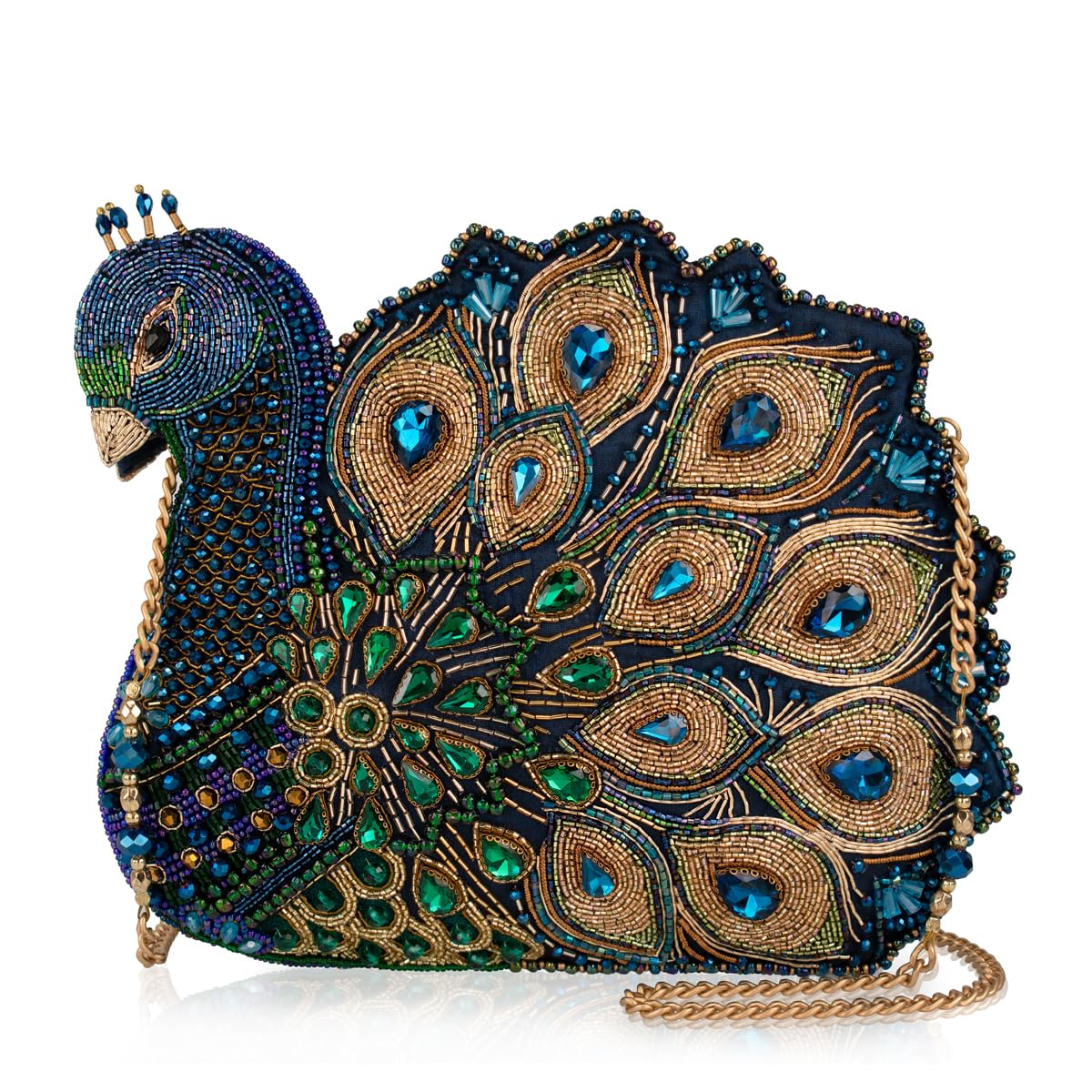 Mary Frances Show Off crossbody bag, beaded design, blue/green