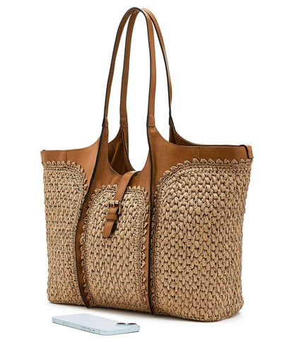 Patricia Nash Womens Santorini Woven Satchel Natural/Light Tan One Size