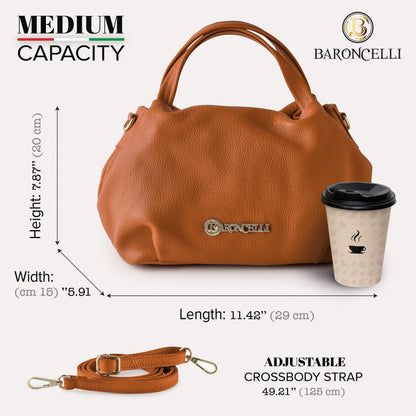 Baroncelli Italian leather purse, soft leather, medium crossbody bag